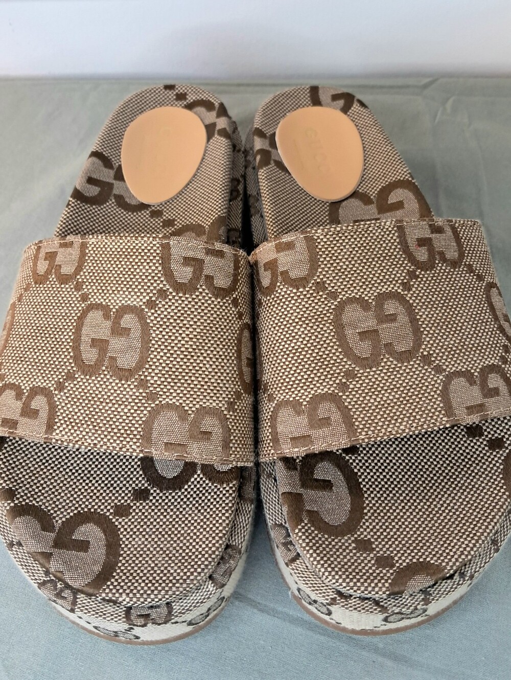 Gucci Angeline GG Platform Women's Slide Sandals US 9 EU 39 Beige/Tan - Picture 3 of 8